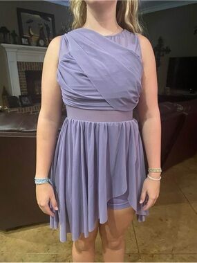 Source Unknown Lavender Lilac Chiffon Fit-and-Flare Dress